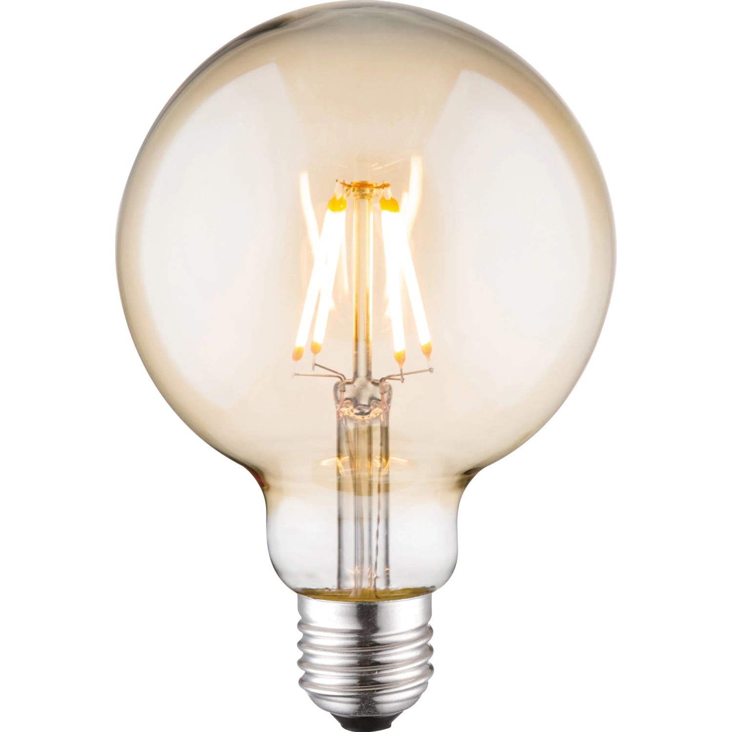 E-shop Just Light. Filam. LED žiarovka E27, G95, 346lm, 2700K, 4W, jantar. sklo