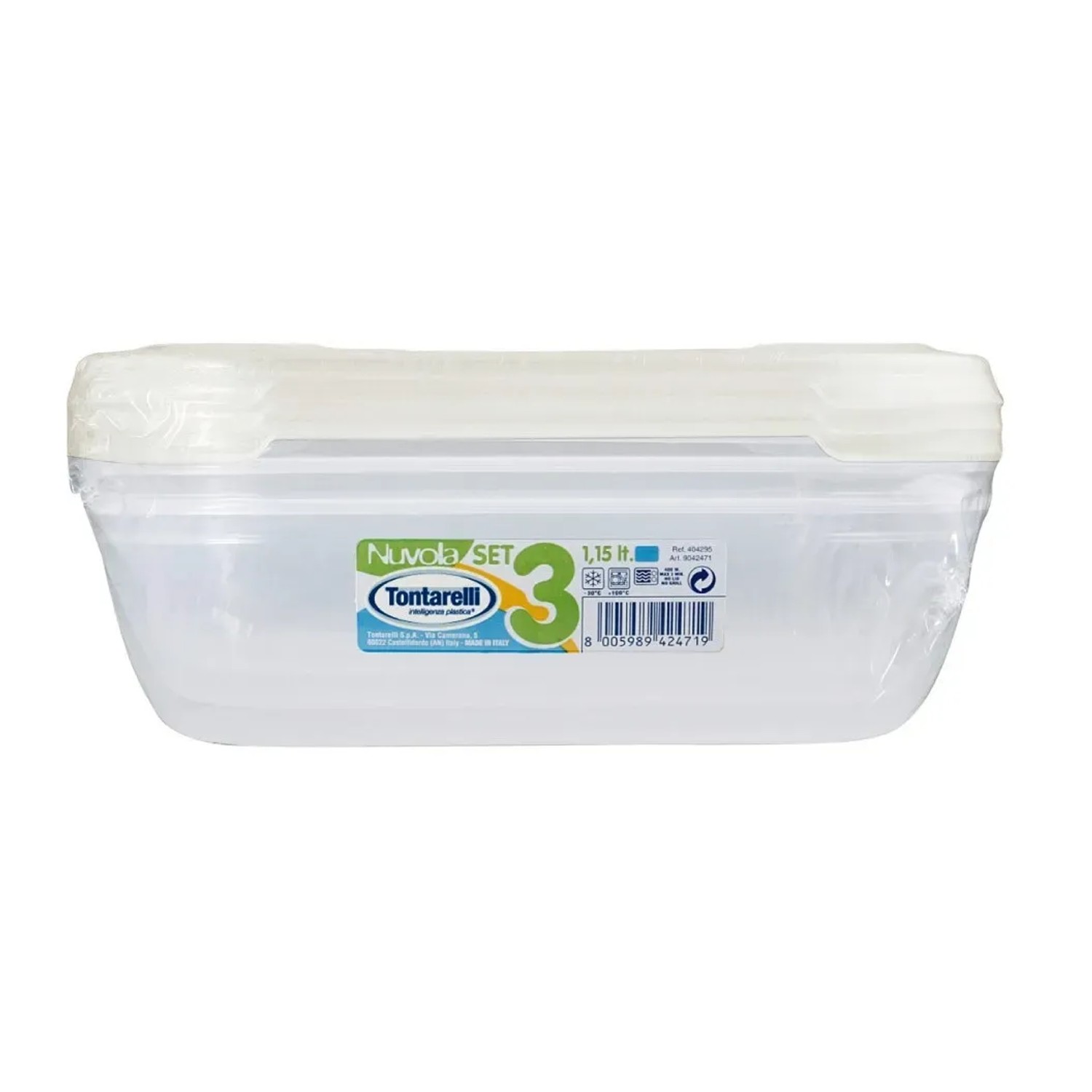 E-shop Tontarelli Dóza na potraviny NUVOLA Rectangular Set biela 3x1,15 l