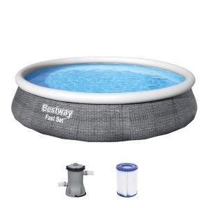 Nadzemný bazén Bestway Fast Set, Ø 396 cm, s filtračným čerpadlom a krytom.
