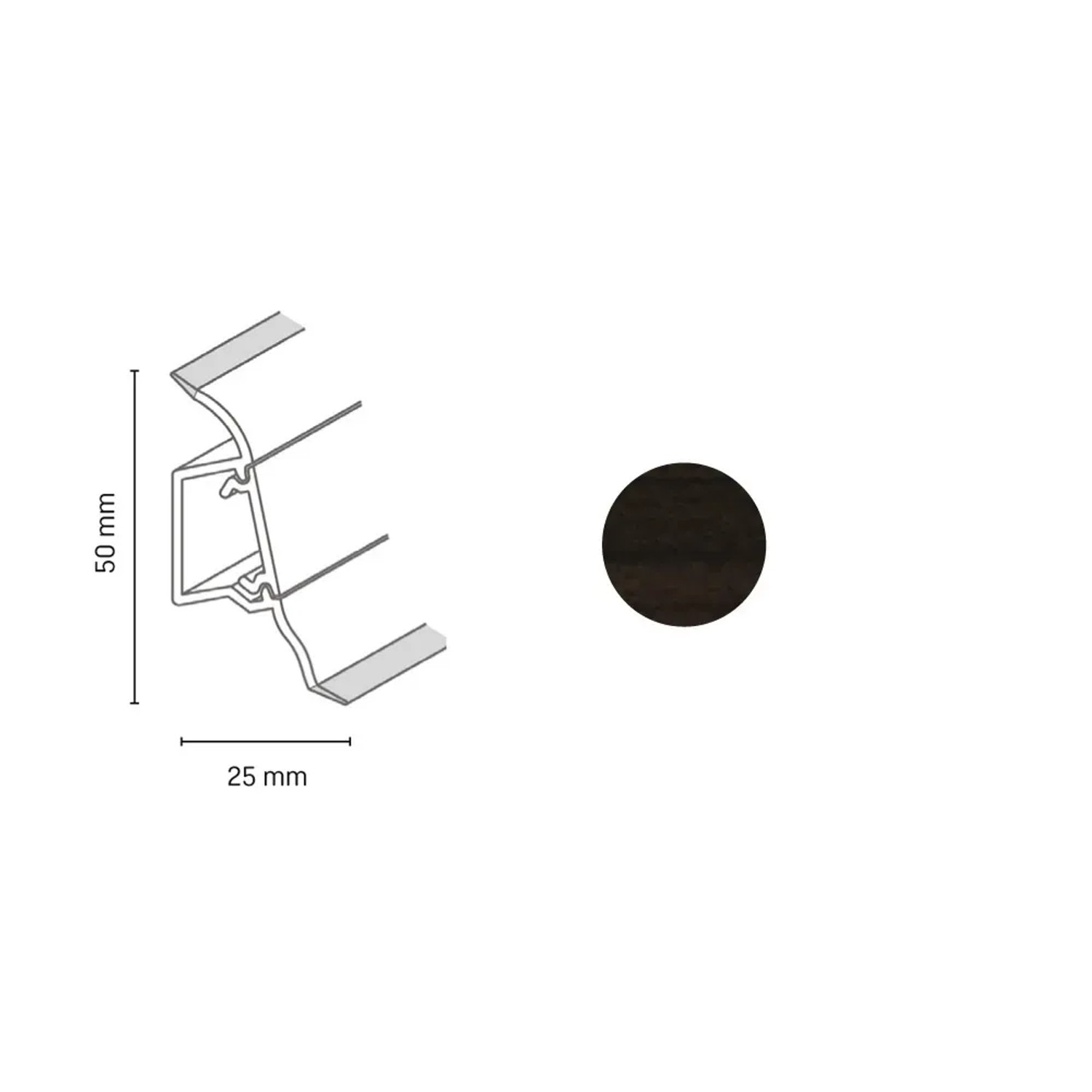 E-shop Döllken Profiles Lišta SLK 50 2092 akácia tmavá 50 x 25 x 2500 mm
