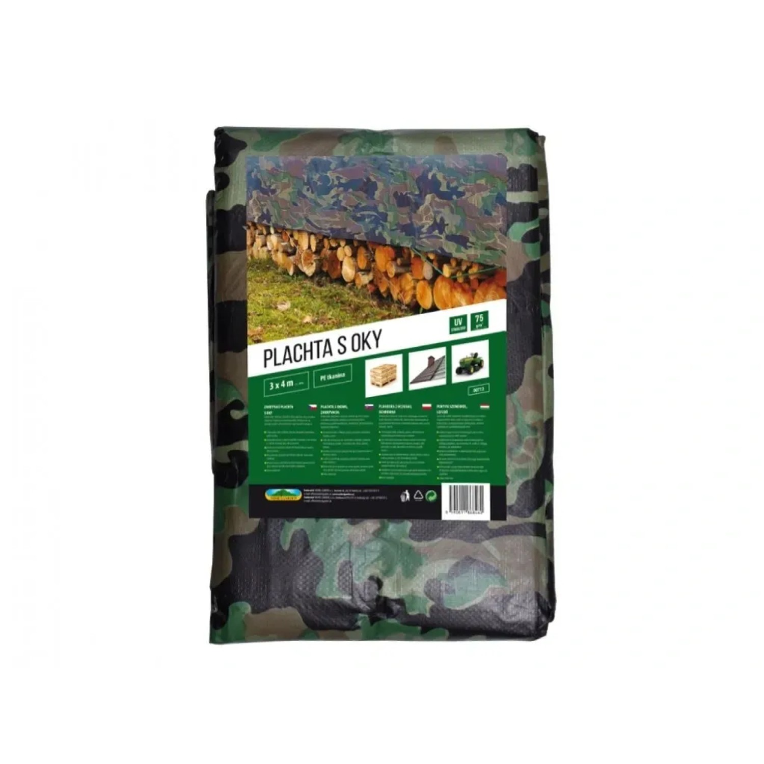 E-shop NOHEL GARDEN Plachta s okami kašírovaná maskovacia 75 g, 3 x 4 m