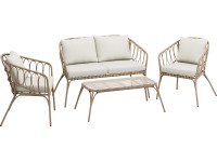 Lounge zostava s konferenčným stolíkom Gordonvale, béžová, polyratan, 4dielna Lounge zostava s konferenčným stolíkom Gordonvale, béžová, polyratan, 4dielna