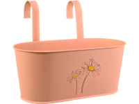 Závesný truhlík lakovaný s potlačou, lososový, zinkový, 14 x 33 x 16 cm