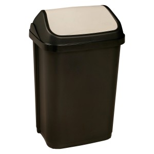 Odpadkový kôš Swing-Bin, 25 l, grafitovo-krémový, s výklopným vekom pre ľahké vyhadzovanie odpadu.