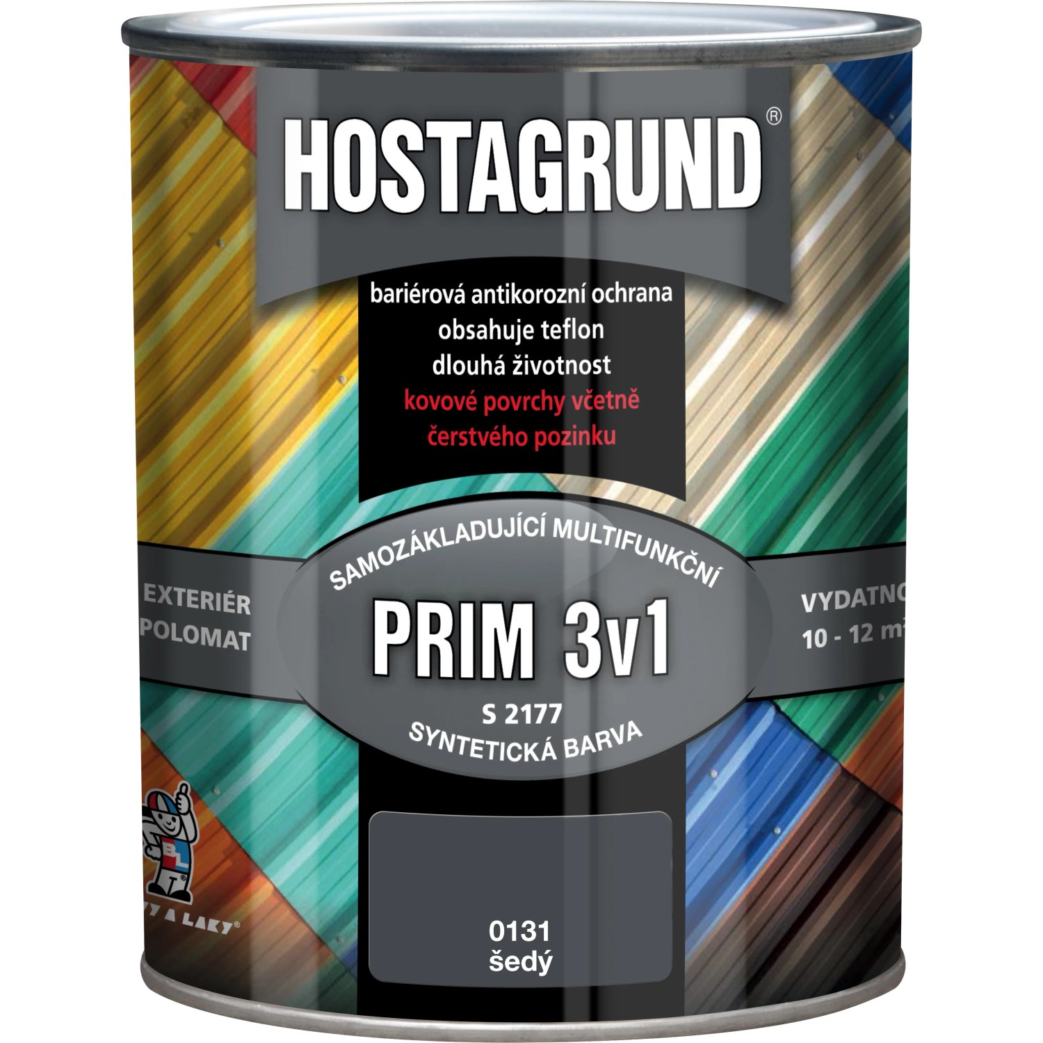 E-shop HOSTAGRUND Základná aj vrchná farba na kov 3v1 PRIM S2177 0131 sivá 600 ml