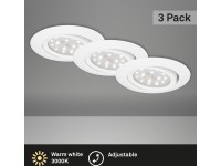 Briloner Vstavané LED svietidlo biele, 3-dielna súprava, 300 lm, nestmievateľné