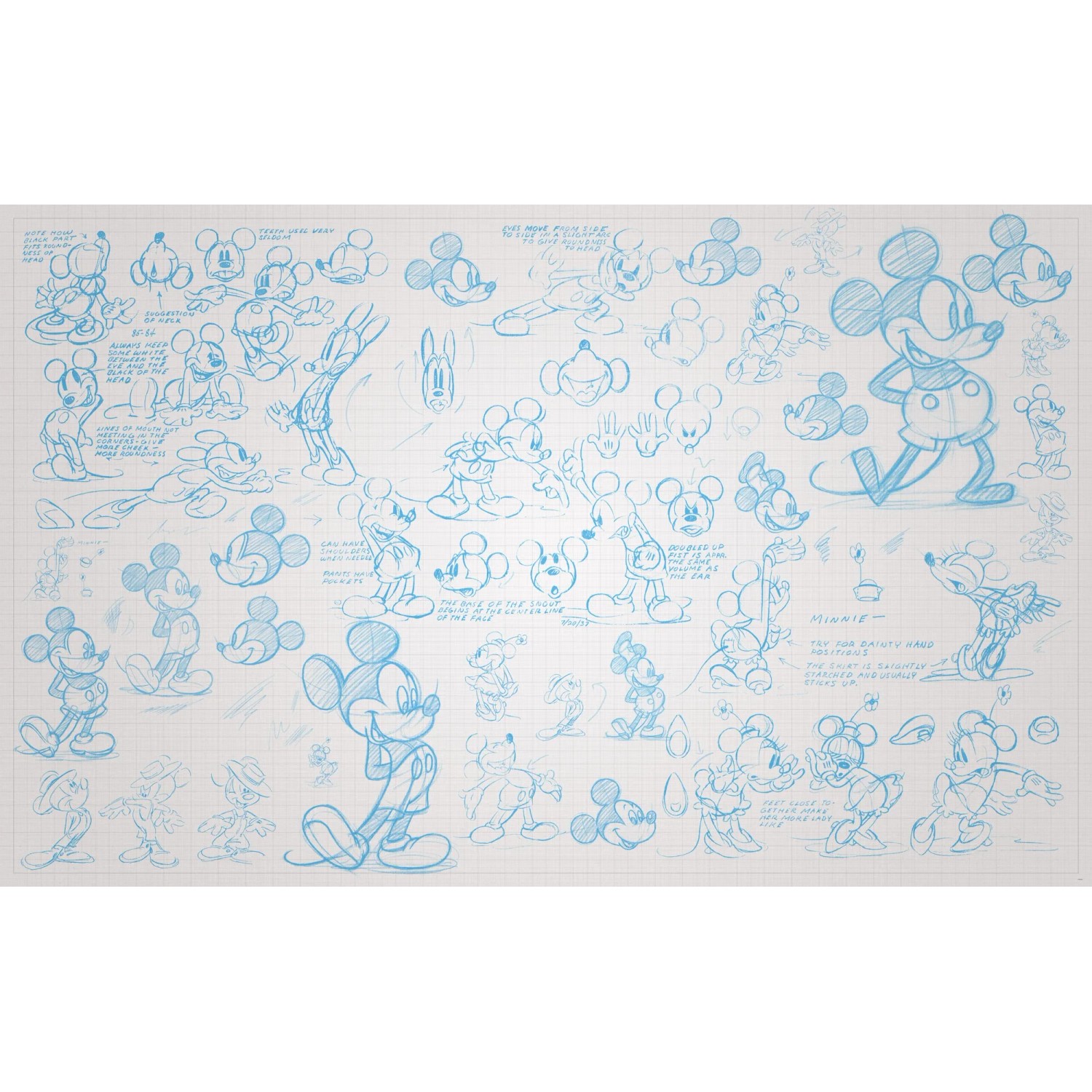 E-shop Komar Vliesová fototapeta Mickey Sketches 400 x 250 cm