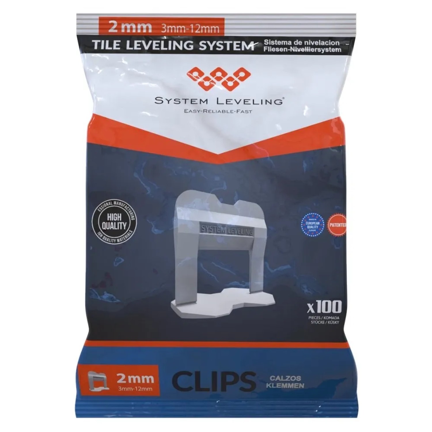 E-shop System Leveling Spona pre škáru 2,0 mm (3-12mm), 100 ks