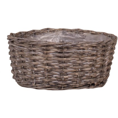 Miska z vŕbového prútia s PE sáčkom sivá 25 x 11 cm