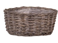 Miska z vŕbového prútia s PE sáčkom sivá 25 x 11 cm