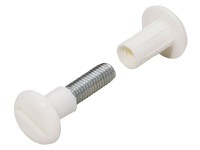 Oceľová spojovacia skrutka 34 mm - 45 mm s plastovým puzdrom biela, 10 ks