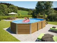Weka Bazén z masív. dreva 594 vr. schodíkov a filtrácie, 376 x 714 x 116 cm