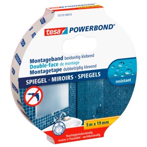 Tesa Powerbond Montážna páska Mirror, 5 m x 19 mm, pre montáž zrkadiel vo vlhkých priestoroch.