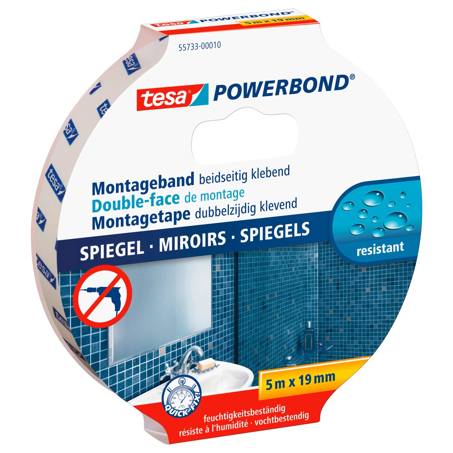 E-shop tesa Obojstranná montážna páska Powerbond MIRROR, biela, 5 m x 19 mm