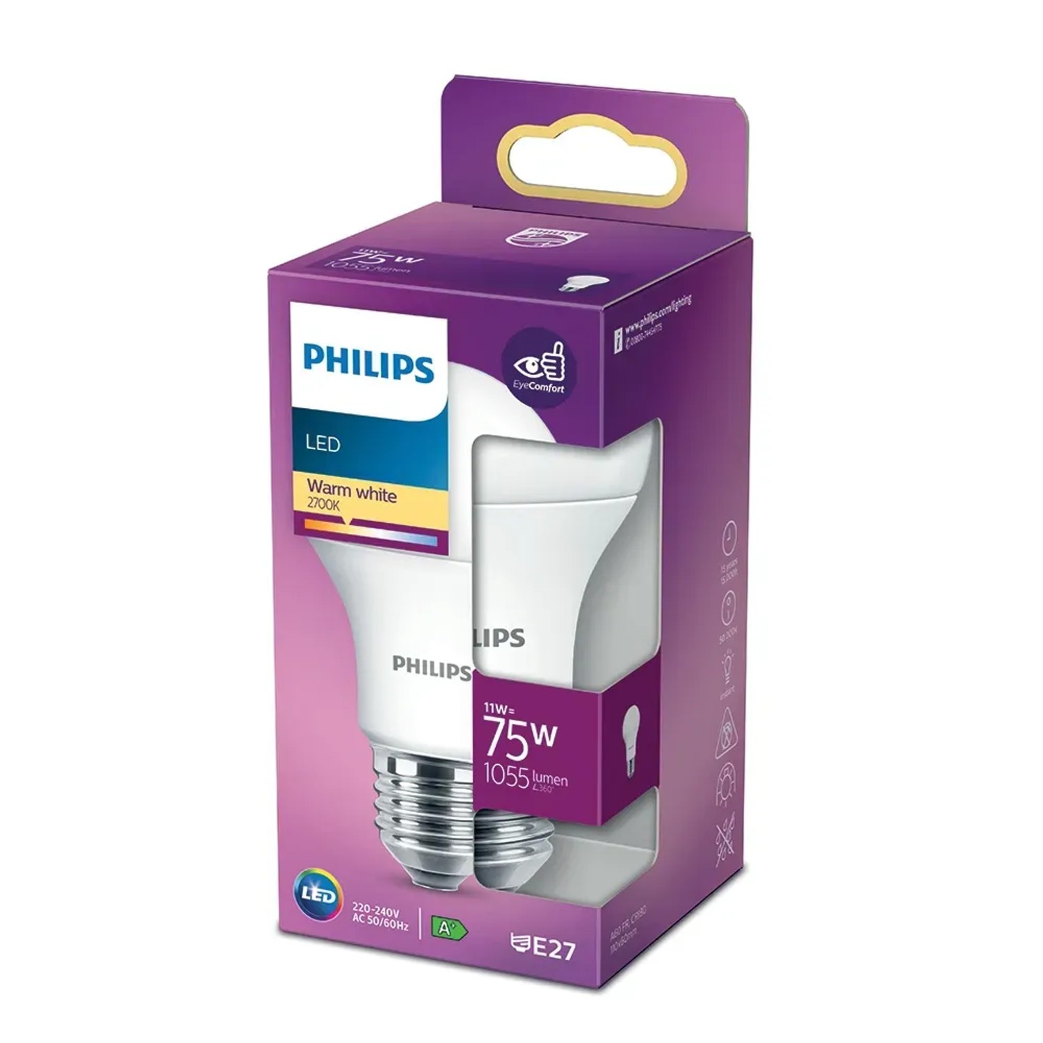 E-shop Philips Classic LED žiarovka E27, 11 W, 1055 lm, 2700 K