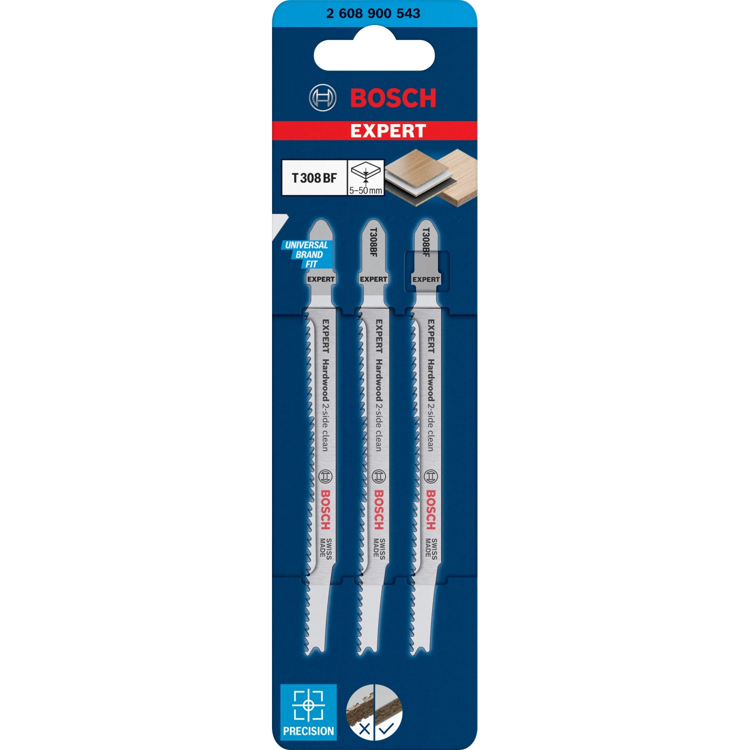 E-shop Bosch Listy priamočiarej píly Expert T 308 BF Hardwood 2-Side Clean, 3 ks