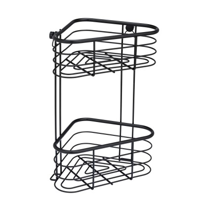 Wenko Rohová kúpeľňová polica Trestina 2poschodová, čierna, 25 x 35 x 16,5 cm