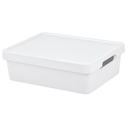 Tontarelli Úložný box MAYA M s vekom biela, 36 x 28 x 11 cm, 9,2 l