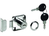 Hettich Nábytkový zámok s cylindrickou vložkou, 2 kľúče, poniklovaný, 19 mm