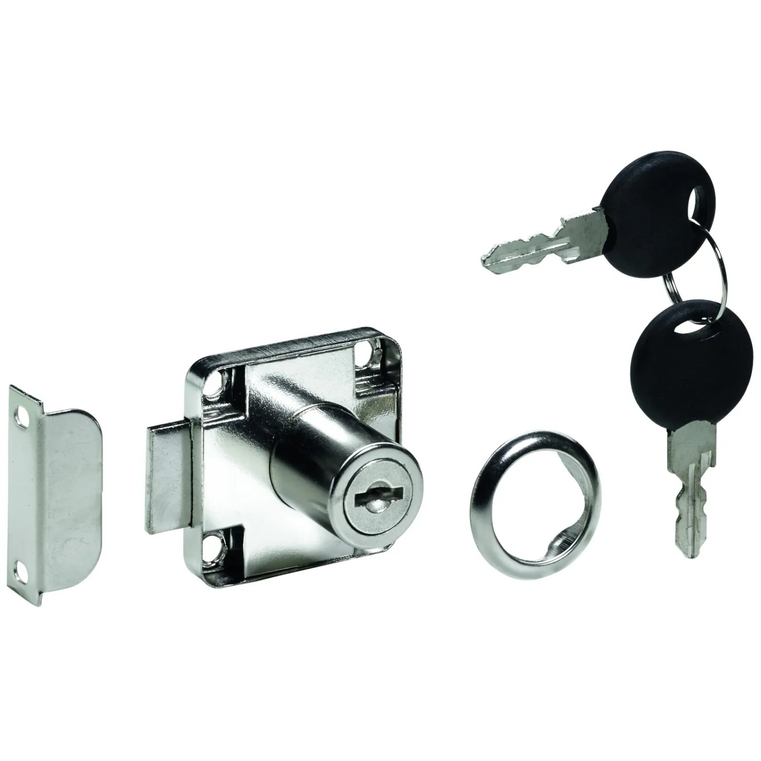 E-shop Hettich Nábytkový zámok s cylindrickou vložkou, 2 kľúče, poniklovaný, 19 mm
