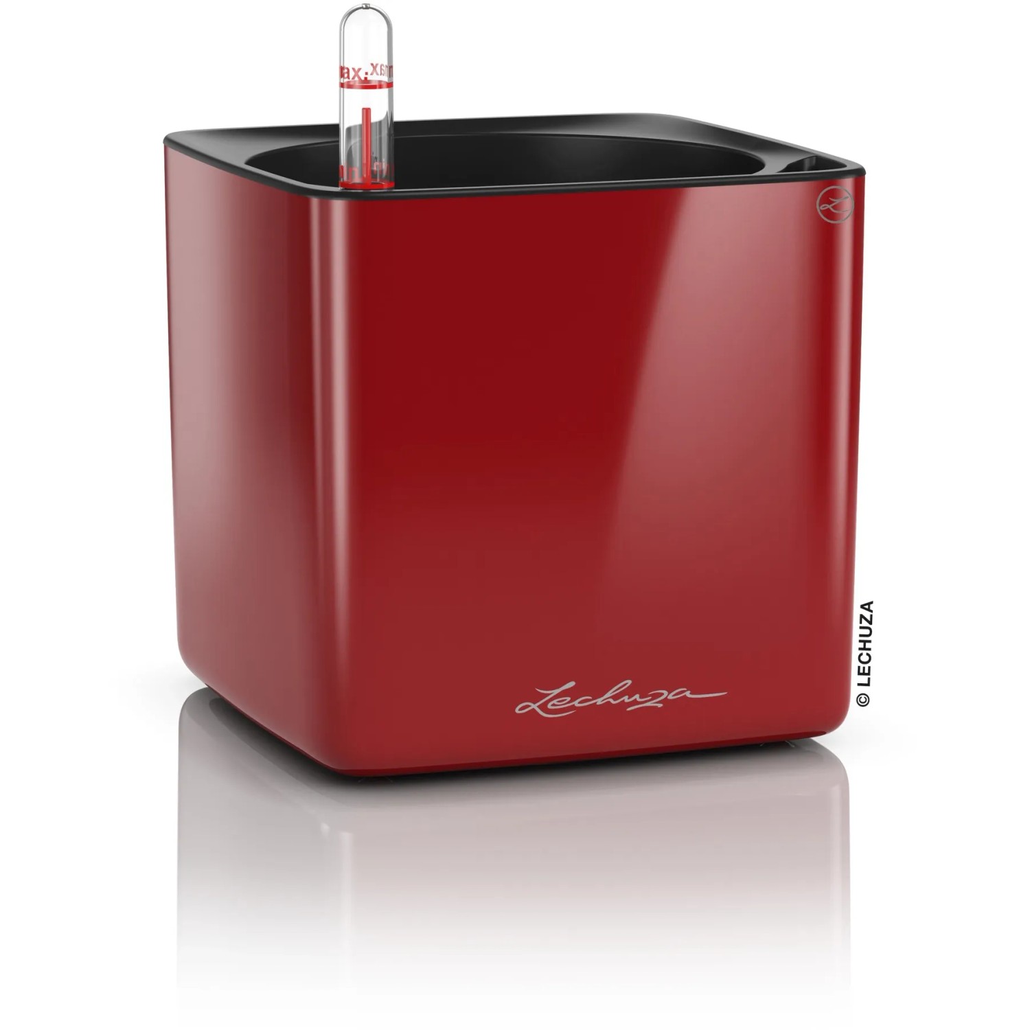 E-shop Lechuza Kvetináč Cube Glossy 16 scarlet, 160 x 170 x 170 mm