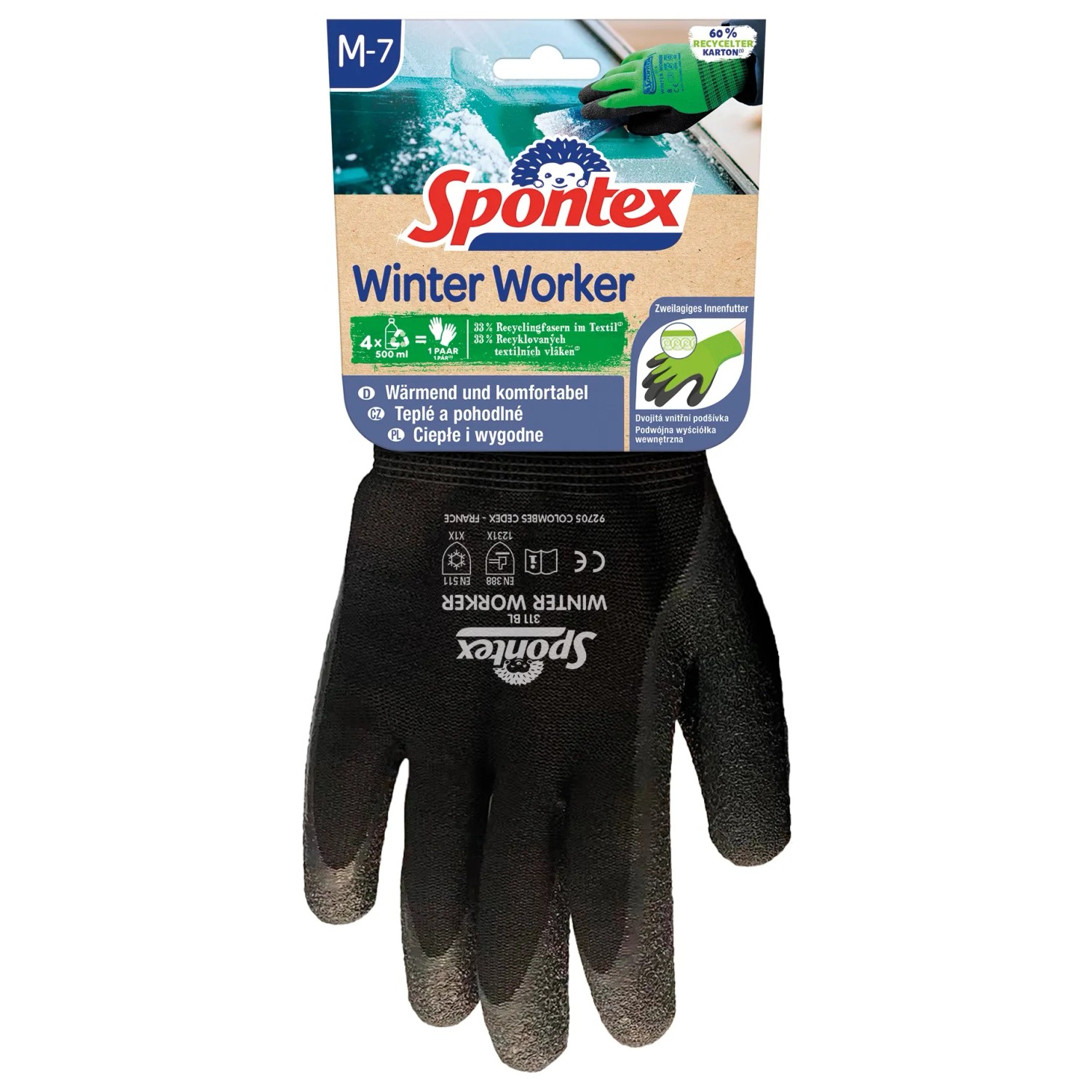 E-shop Spontex Rukavice z recyklovaných vlákien Winter Worker, rôzne farby, veľ. M