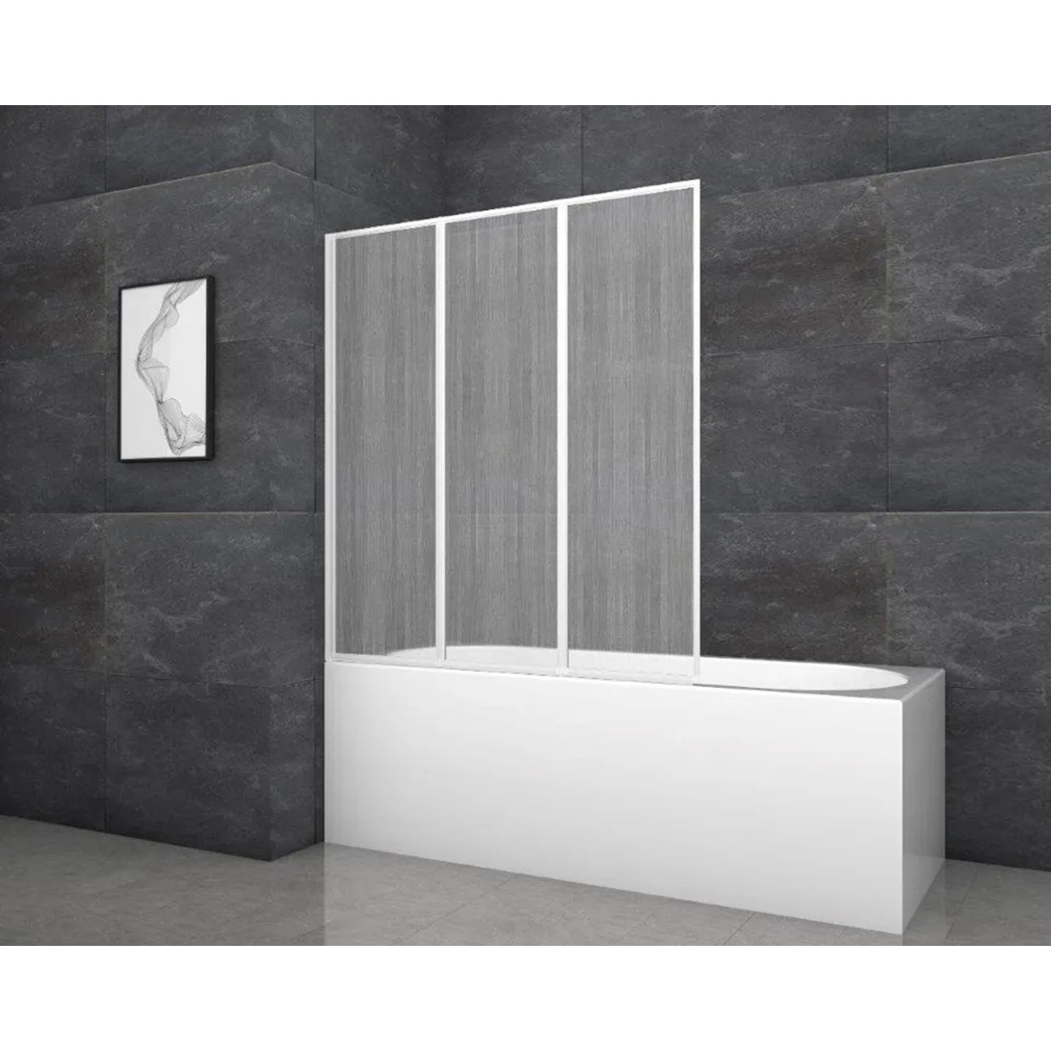 E-shop Aurlane Skladacia zástena na vaňu White Cloud 120 cm x 130 cm biela 3krídla