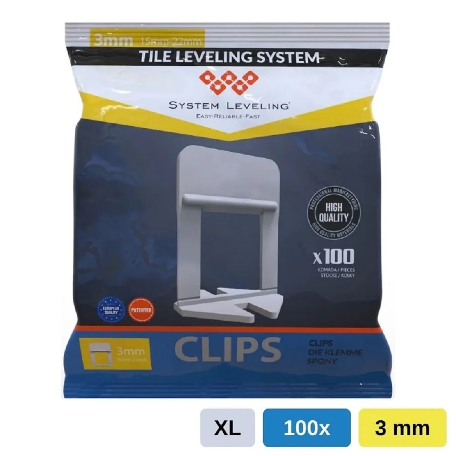 E-shop System Leveling Spona pre škáru 3,0 mm (15-22mm), 100 ks