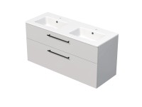 INTEDOOR Kúpeľ.skriňa+dvojumývadlo BEE, úchyt čierny, š. 121 cm, biela lesk