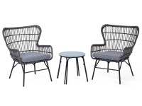 Zostava záhradného nábytku Rindal, umelý ratan, 3-dielna