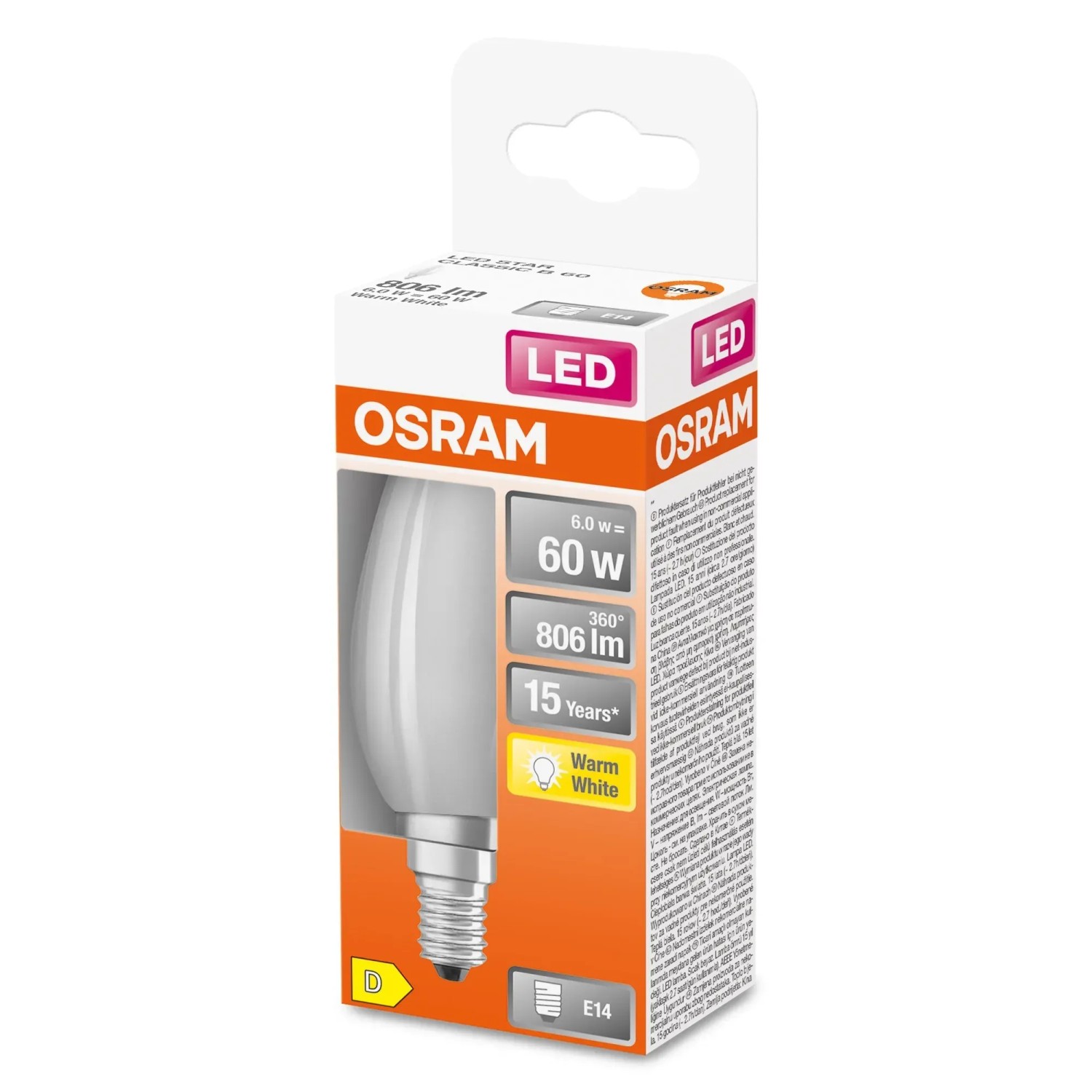 E-shop OSRAM LED žiarovka CLB60 5,5 W E14 2700 K Filament matná teplá biela