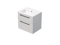 INTEDOOR Kúpeľ.skriňa+umývadlo BEE, úchyt čierny, 2 zás., š. 61 cm, biela lesk