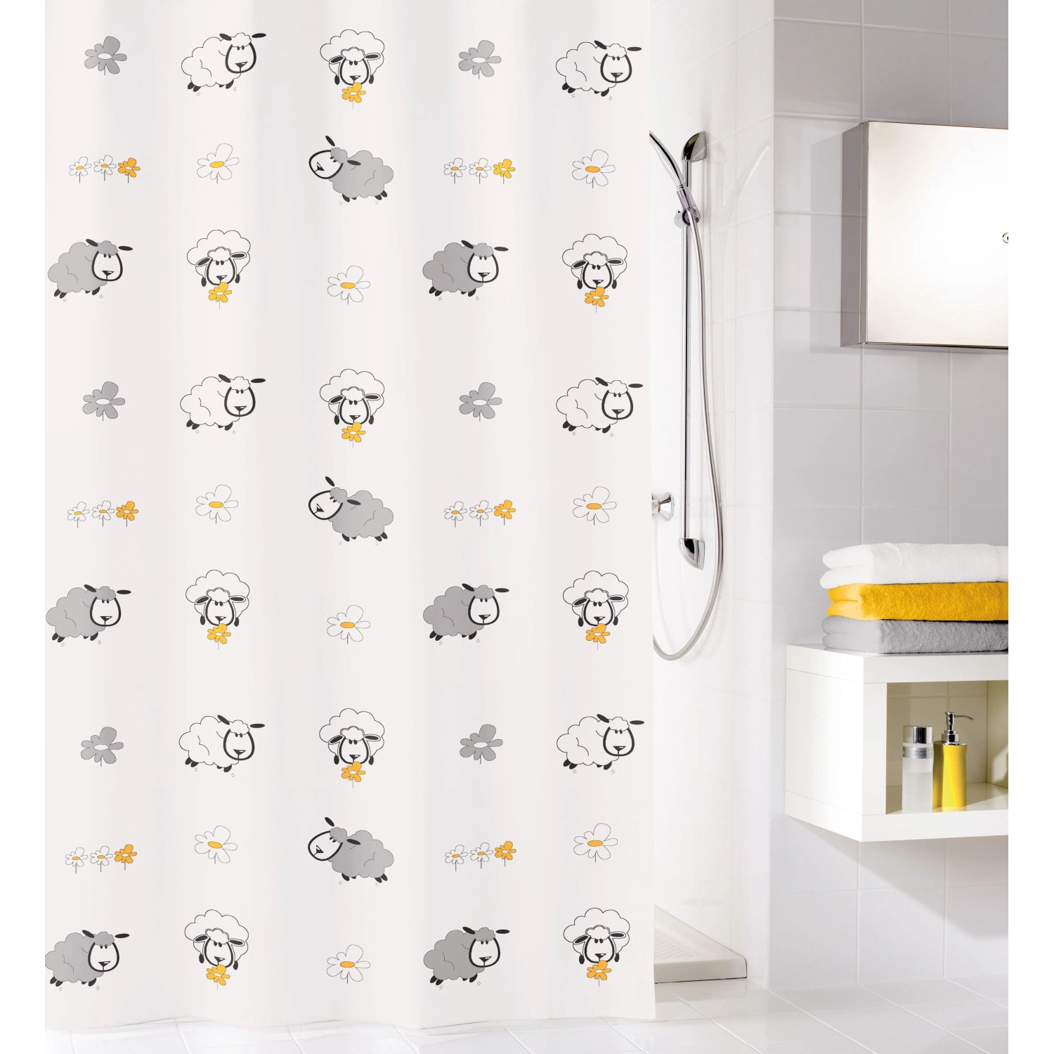 E-shop Kleine Wolke Sprchový záves Sheep viacfarebný 180 x 200 cm