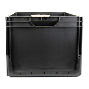 Čierny Eurobox 60x40x32 cm plná stena, robustný úložný box pre modulárne systémy.