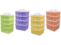 Plastový jedlonosič hranatý 17 x 15 x 26 cm, mix farieb, 3x 1,2 l + 1x 1,4 l