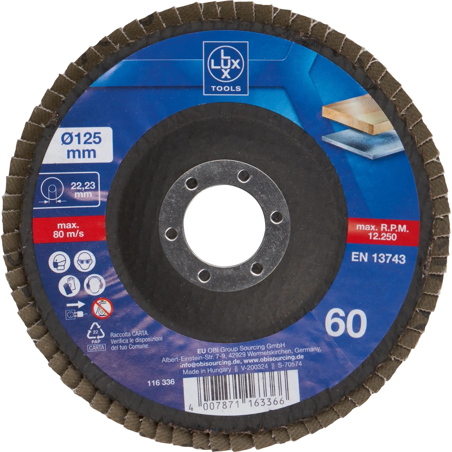 E-shop LUX-TOOLS Lamelový brúsny kotúč Multi, zrnitosť K60, pr. 125 mm