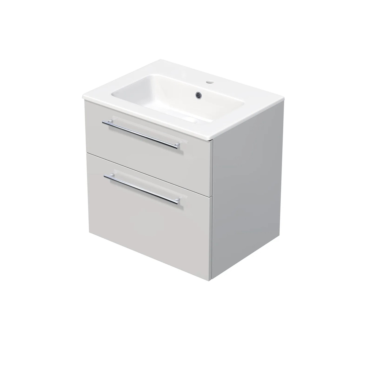 E-shop INTEDOOR Kúpeľ.skriňa+umývadlo BEE, úchyt chróm, 2 zás., š. 61 cm, biela lesk