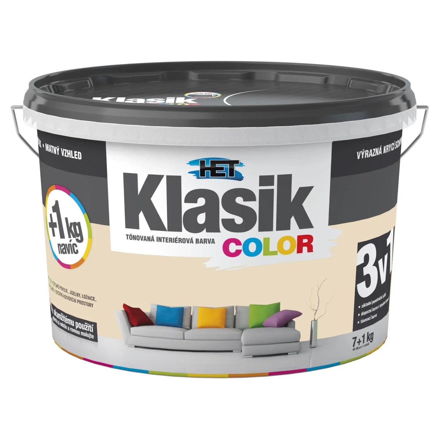 E-shop HET Klasik COLOR Tónovaná interiérová farba KC 0217 béžová kávová, 7 + 1 kg