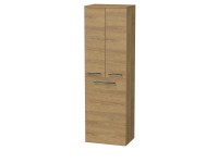 INTEDOOR Vysoká skriňa BEE, úchyt chróm, 2 dvere, kôš, š.50 cm, dub Hickory