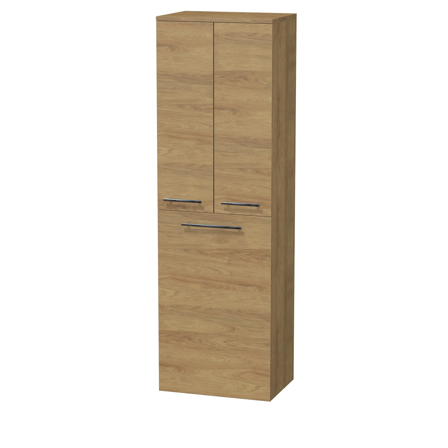 E-shop INTEDOOR Vysoká skriňa BEE, úchyt chróm, 2 dvere, kôš, š.50 cm, dub Hickory