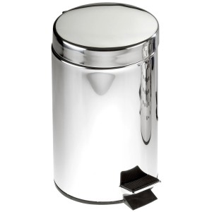 Lesklý strieborný MSV nerezový pedálový kôš, 3 l, do kúpeľne alebo kancelárie.