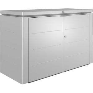 Biohort HighBoard 200 záhradný box, strieborno-metalický, univerzálny box s krídlovými dverami a uzamykateľným vekom.
