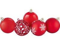 Sada vianočných ozdôb Ornament gule plastové matné/lesklé červené pr. 6 cm, 25ks