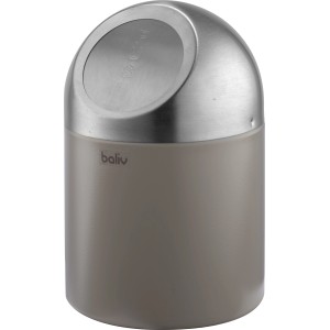 Kozmetický kôš baliv 1,25 l, farba taupe, s nerezovým výklopným vekom.