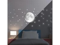 Crearreda Samolepiace dekorácie, mesiac svietiaci v noci, 1 hárok, 67 x 47 cm