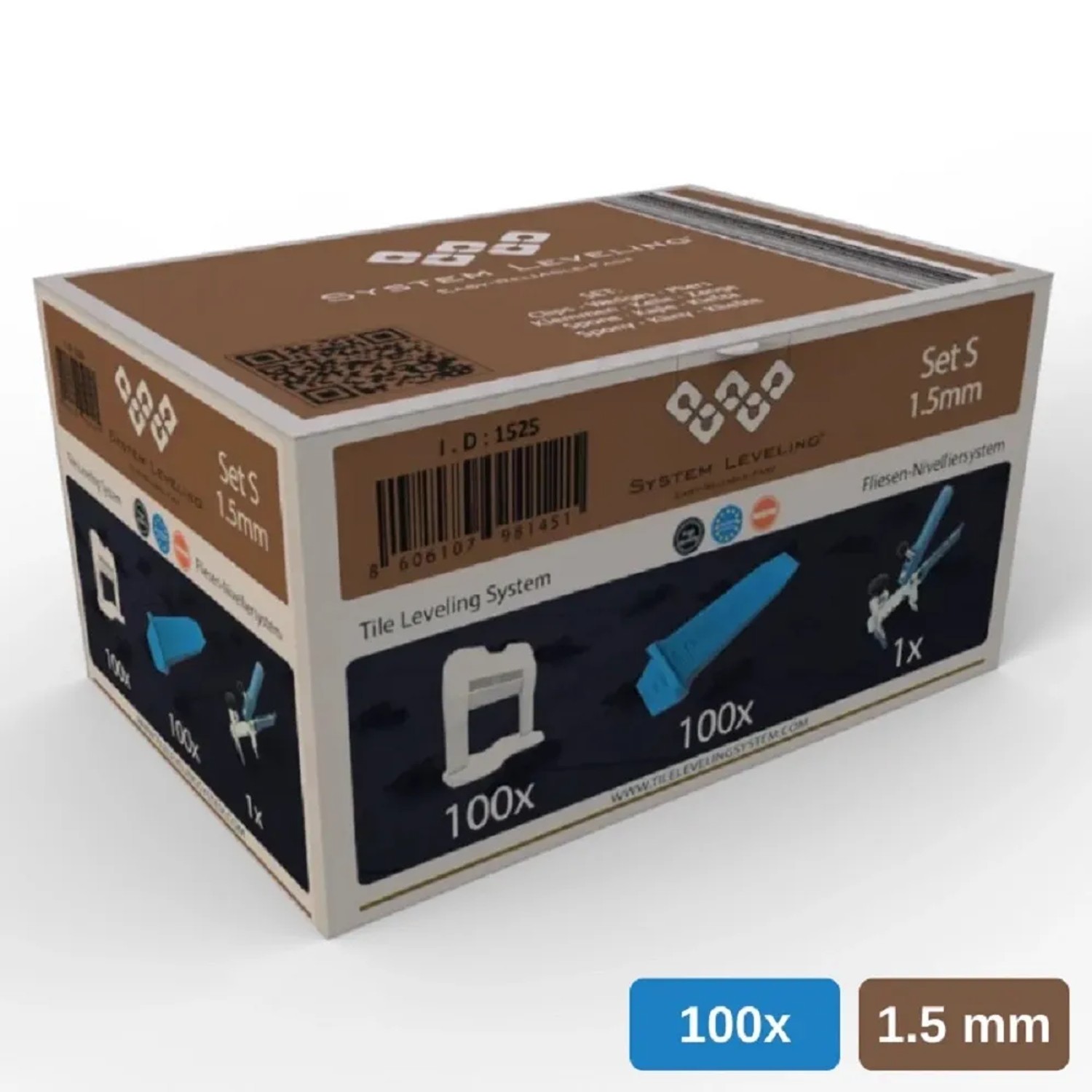 E-shop System Leveling Štartovacia súprava S, 1,5mm, 100+100+1 ks