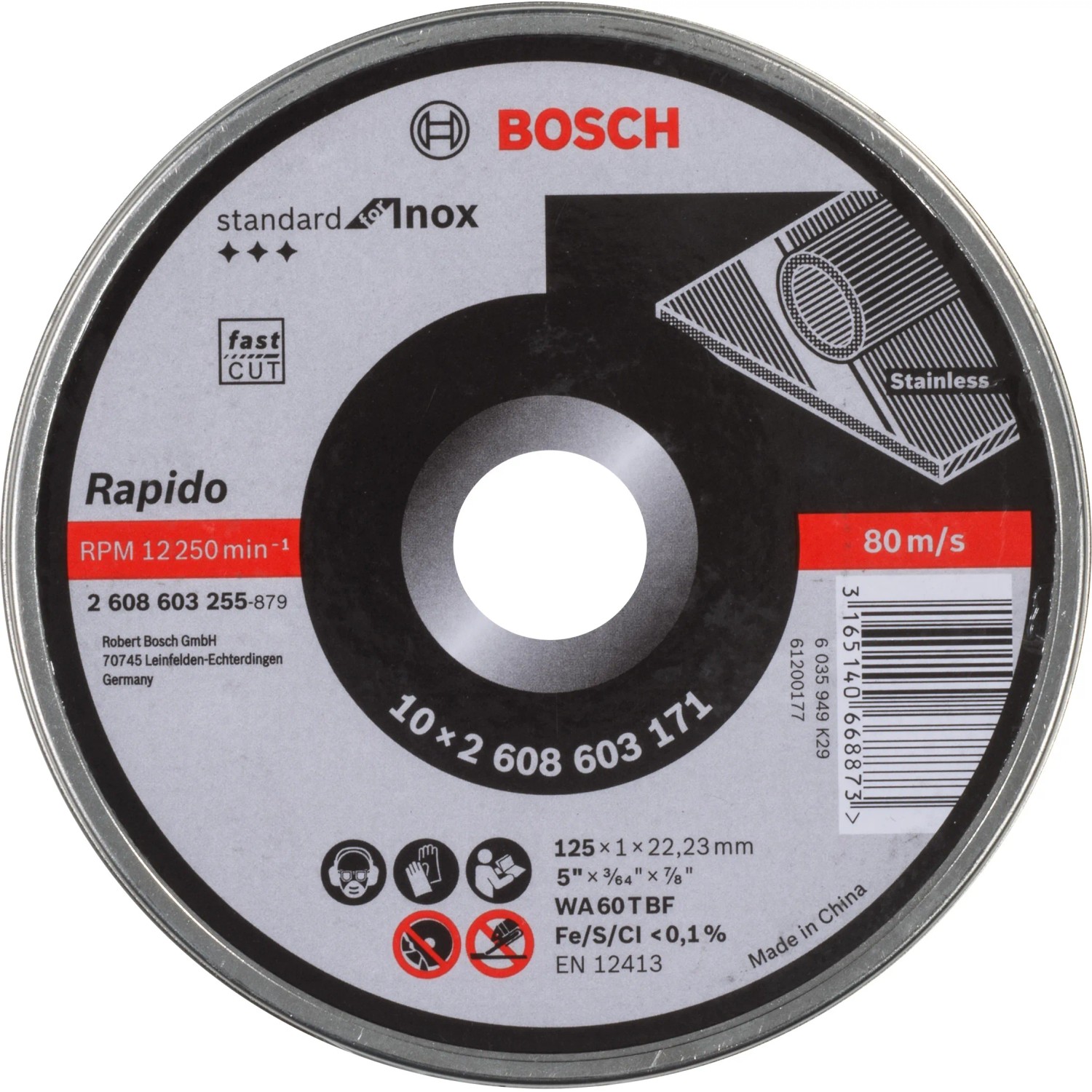 E-shop Bosch Rezný kotúč PRO Stainless Steel and Metal, 125 x 1,0 x 22,23 mm, 10 ks