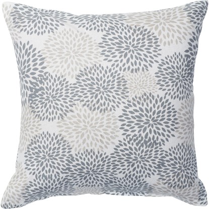 Vankúš s výplňou 40 cm x 40 cm kvetinový vzor bielo-sivý