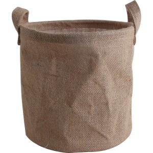Okrúhly jutový kôš (22 cm) s rúčkami do záhrady a obývačky.