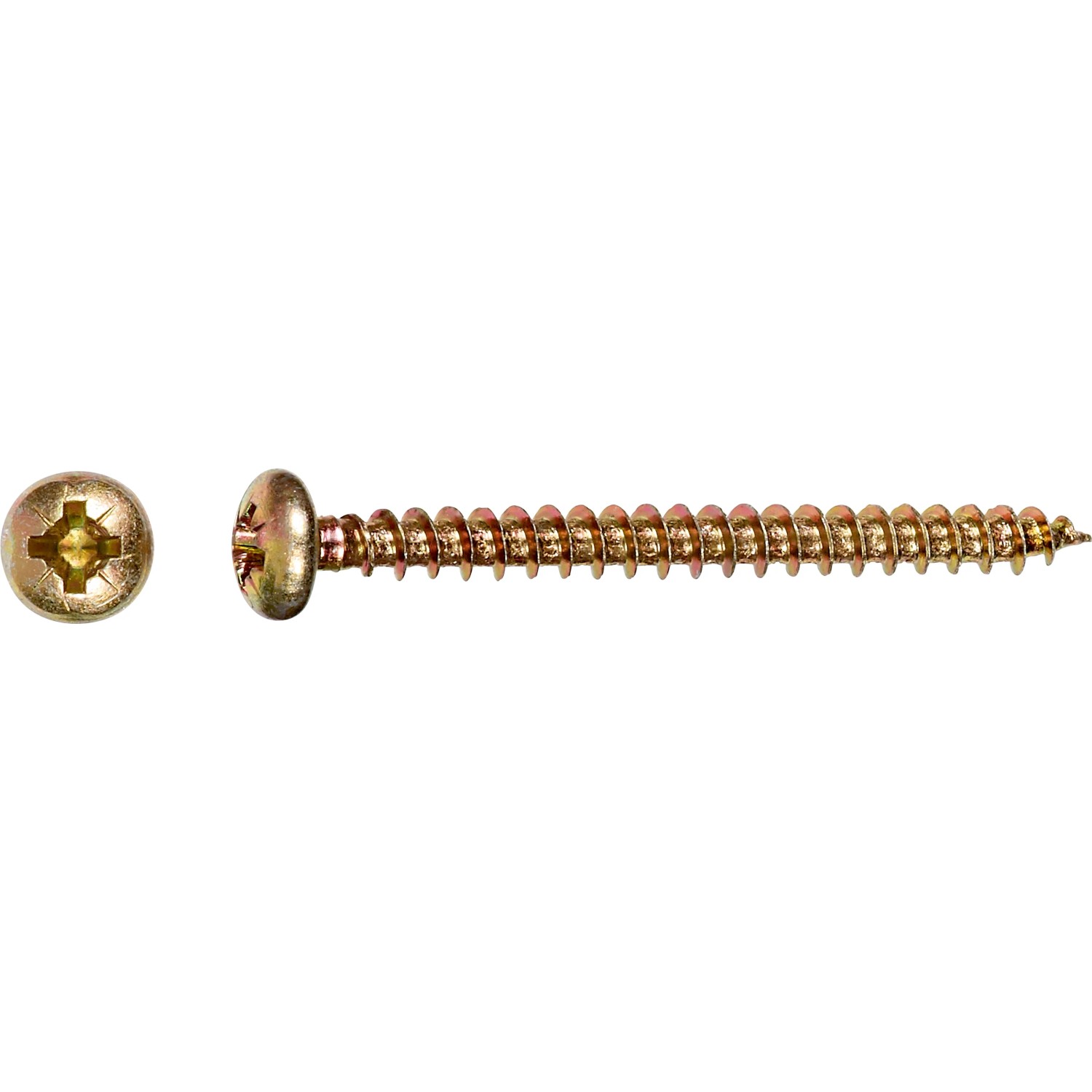 E-shop Uni skrutky s polguľatou hlavou PZ2 plný závit žlto pozinkovaný 5 x 30 mm, 15 ks